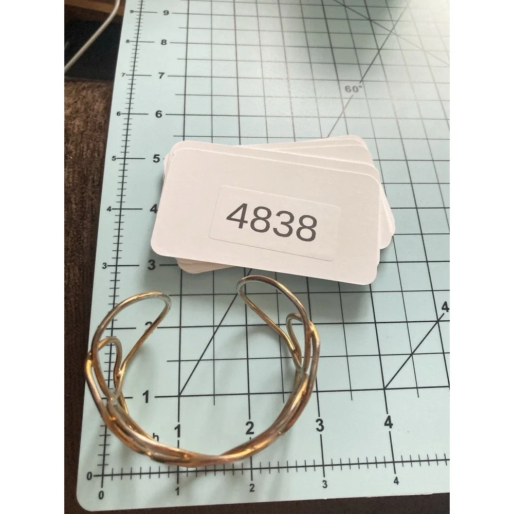 Tarnished Gold‎ Tone Cuff Bracelet Abstract Loop Sculptural Modernist Statement
